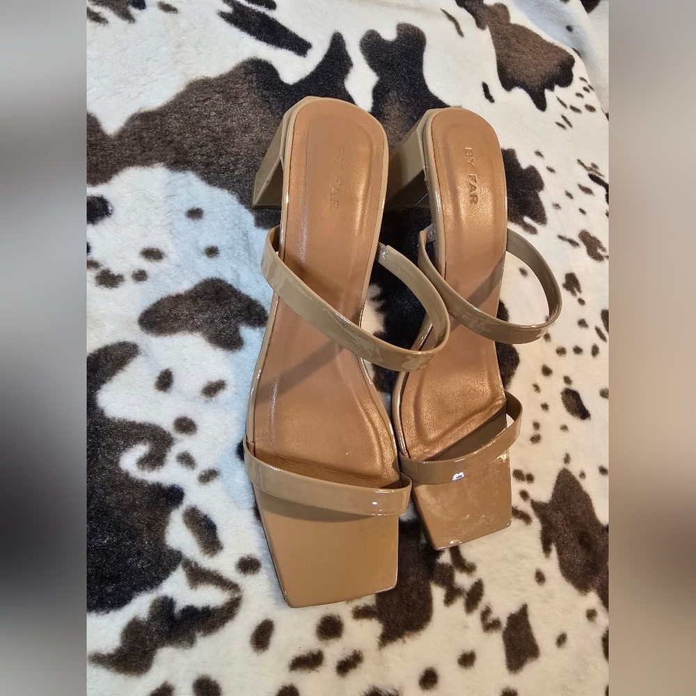 BY FAR Patent Beige Double Strap Sandals - Picture 2 of 12
